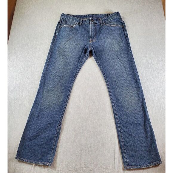 Zoo York Jeans Mens 36 Blue Regular Fit Dark Wash Distressed Straight Leg Denim - Picture 1 of 13